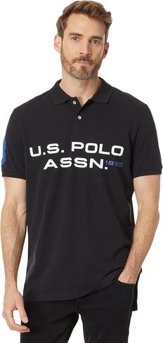 U.S. Polo Assn. Short Sleeve Printed Chest Pique Polo Shirt Classic Navy MD in Kuwait