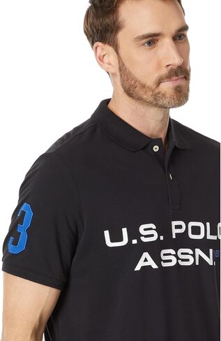 U.S. Polo Assn. Short Sleeve Printed Chest Pique Polo Shirt Classic Navy MD in Kuwait