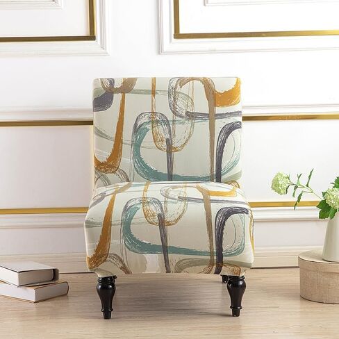 Armless Accent Chair Covers Printed Soft Armless Chair Slipcovers Armless Chair Slipcover Printed Slipper Chair Slipcover Printed Armless Chair Covers for Living Dining Room Hotel,40 in Kuwait