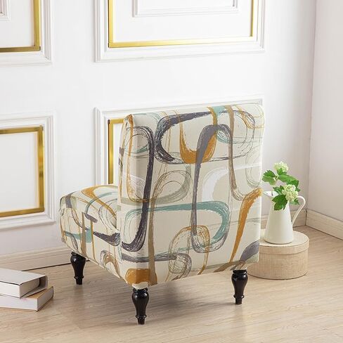 Armless Accent Chair Covers Printed Soft Armless Chair Slipcovers Armless Chair Slipcover Printed Slipper Chair Slipcover Printed Armless Chair Covers for Living Dining Room Hotel,40 in Kuwait