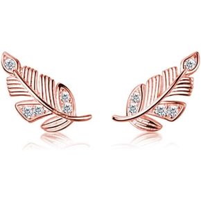925 Sterling Silver Small Leaf Stud Earrings for Women Teens CZ Leaf Stud Earrings Hypoallergenic in Saudi Arabia