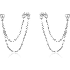 أقراط إتيتيكا للنساء. سلسلة ثقب ثقب ثقب تتدلى 18 ألف مقاطع مطلية أو روديوم مع بلورات واضحة. مجوهرات in Kuwait