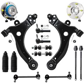 Detroit Axle - Front 14pc end Kit لـ Chevy Impala Monte Carlo Lacrosse Regal Century Grand Prix 2 Wheel Bearing Arms 2 Lower Control Arms 4 Tie Rods 2 Boots Replacement 4 Brity Sway Bars in Kuwait