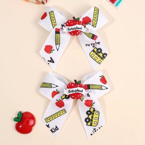 Back to School Hair Clips for Girls Apple Pencil Hair Clips Cute Yellow Hair Bows Hair Accessories for Teacher Student First Day of School Gifts 2Pcs (B) in Saudi Arabia