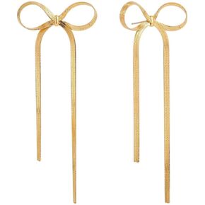 Gold Bow Earrings for Women - Elegant Dangle Design - Perfect for Wedding, Prom, and Fashion - Ideal Gift Option in Saudi Arabia