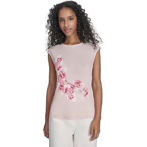 Calvin Klein Women's Cap Sleeve Crew Neck Printed Top in Saudi Arabia