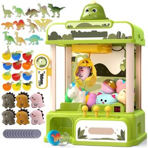 Dinosaur Claw Machines,Electronic Arcade Game Vending Machine with Adjustable Sound& 32Pcs Mini Prizes,Candy Grabber Prize Dispenser Toys for Boys Girls,Birthday Toy Gifts for Kids in Kuwait