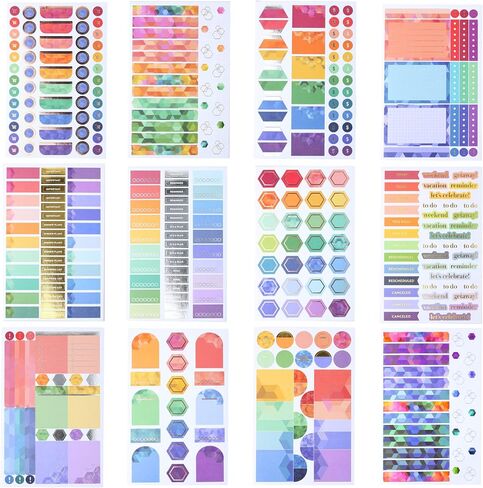 Erin Condren Functional Sticker Book Fan, 24 Sheets of Colorful Stickers - Student in Kuwait