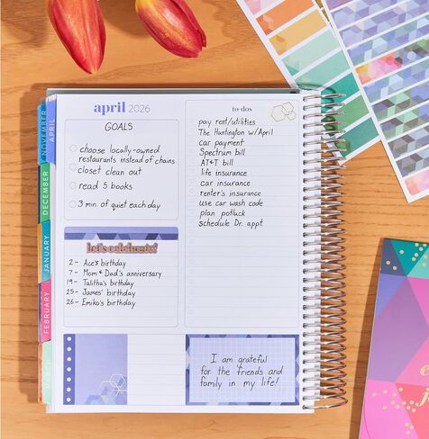 Erin Condren Functional Sticker Book Fan, 24 Sheets of Colorful Stickers - Student in Kuwait