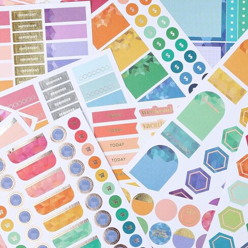 Erin Condren Functional Sticker Book Fan, 24 Sheets of Colorful Stickers - Student in Kuwait