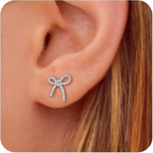 14K Gold Plented 925 Sterling Silver Posts أقراط القوس للنساء ، أقراط الفراشة الزركوني المكعبة ، هدايا المجوهرات الأزياء للنساء للنساء in Kuwait