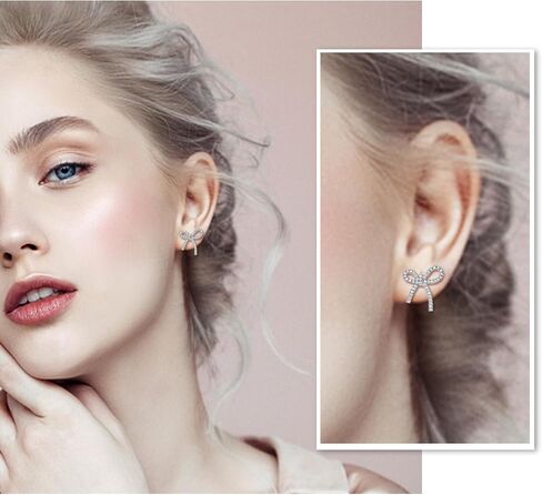 14K Gold Plented 925 Sterling Silver Posts أقراط القوس للنساء ، أقراط الفراشة الزركوني المكعبة ، هدايا المجوهرات الأزياء للنساء للنساء in Kuwait