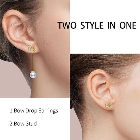 14K Gold Plented 925 Sterling Silver Posts أقراط القوس للنساء ، أقراط الفراشة الزركوني المكعبة ، هدايا المجوهرات الأزياء للنساء للنساء in Kuwait