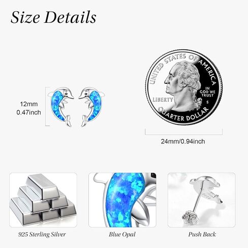 TANGPOET Opal Animal Stud Earrings for Women Young 925 Sterling Silver Hypoallergenic Earrings Jewelry Gifts for Animal Lovers Ladies Birthday Christmas in Kuwait