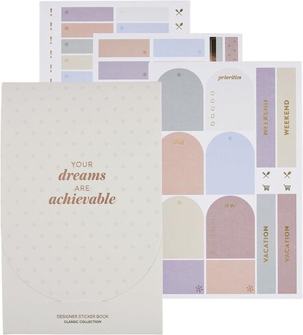 Erin Condren Functional Sticker Book Fan, 24 Sheets of Colorful Stickers - Student in Kuwait