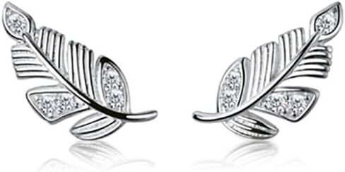 925 Sterling Silver Leaf Stud أقراط للنساء المراهقات CZ CZ stud أقراط Hypoallergenic in Kuwait