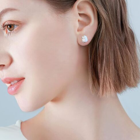 TANGPOET Opal Animal Stud Earrings for Women Young 925 Sterling Silver Hypoallergenic Earrings Jewelry Gifts for Animal Lovers Ladies Birthday Christmas in Kuwait