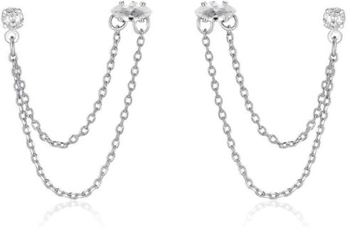 أقراط إتيتيكا للنساء. سلسلة ثقب ثقب ثقب تتدلى 18 ألف مقاطع مطلية أو روديوم مع بلورات واضحة. مجوهرات in Kuwait