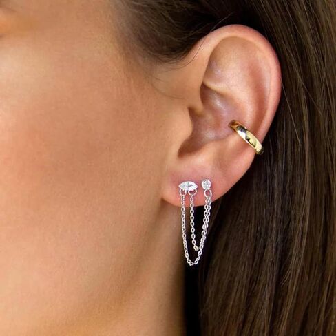 أقراط إتيتيكا للنساء. سلسلة ثقب ثقب ثقب تتدلى 18 ألف مقاطع مطلية أو روديوم مع بلورات واضحة. مجوهرات in Kuwait