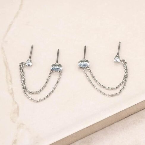 أقراط إتيتيكا للنساء. سلسلة ثقب ثقب ثقب تتدلى 18 ألف مقاطع مطلية أو روديوم مع بلورات واضحة. مجوهرات in Kuwait