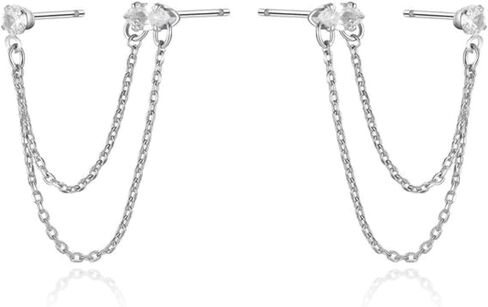 أقراط إتيتيكا للنساء. سلسلة ثقب ثقب ثقب تتدلى 18 ألف مقاطع مطلية أو روديوم مع بلورات واضحة. مجوهرات in Kuwait