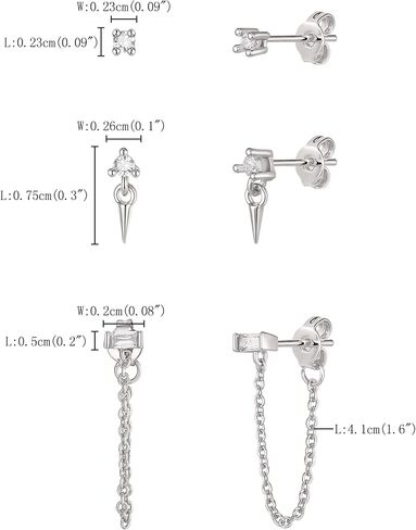 FANZE 14K Gold Plated Chain Earrings Set for women Cubic Zircon Stud Earring Hypoallergenic for Multiple Piercing Dainty Jewelry Gift in Saudi Arabia