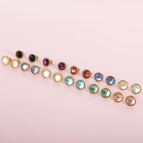11 Pairs Crystal Rhinestone Stud Earrings Gold Plated Stainless Steel Multicolor Dance Stud Earrings Set for Women in Saudi Arabia