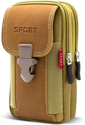 Tactical Cell Phone Holster with 2 Zippered Pouce Dual Phone Holster for iPhone for Samsung Belt Pouches Belt Holder for Men Black in Saudi Arabia