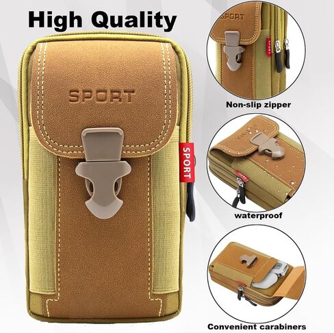 Tactical Cell Phone Holster with 2 Zippered Pouce Dual Phone Holster for iPhone for Samsung Belt Pouches Belt Holder for Men Black in Saudi Arabia