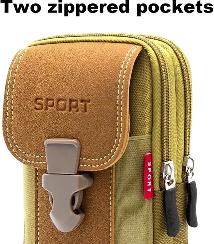 Tactical Cell Phone Holster with 2 Zippered Pouce Dual Phone Holster for iPhone for Samsung Belt Pouches Belt Holder for Men Black in Saudi Arabia