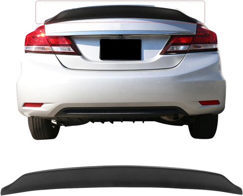 Ikon Motorsports ، Trunk Spoiler متوافق مع 2013-2015 هوندا سيفيك سيدان 4 أبواب ، Ikon Duckbill V2 نمط الأسود غير مصقول PP غطاء الجذع الخلفي المفسد جناح الجناح in Saudi Arabia