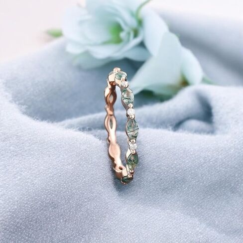 Marquise Cut Moss Agate Band Band الفريد من نوعه Rose Gold Full Edernity Wedding Ring in Saudi Arabia