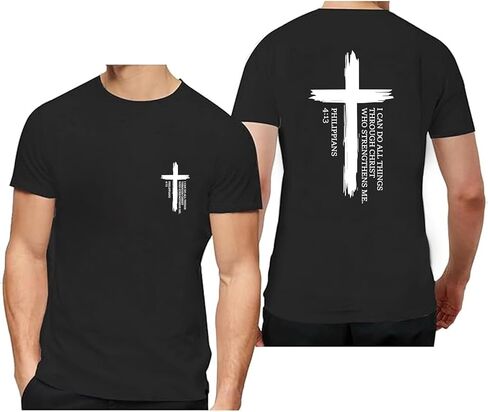 Christian Shirts for Men Jesus Faith Cross Religious Sayings Tshirt Vintage Bible Verse Inspirational Tee Tops in Saudi Arabia
