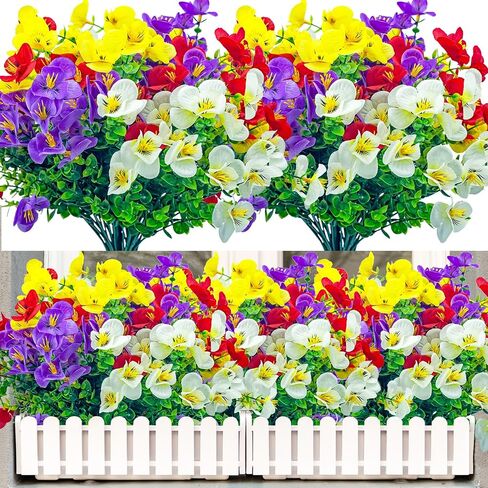 20 Bundles Artificial Flowers for Outdoors,UV Resistant Faux Plastic Flower Shrubs Fake Flowers for Outdoors Indoor Home Décor(Mix Colors) in Kuwait