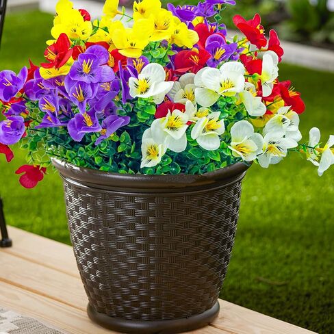 20 Bundles Artificial Flowers for Outdoors,UV Resistant Faux Plastic Flower Shrubs Fake Flowers for Outdoors Indoor Home Décor(Mix Colors) in Kuwait