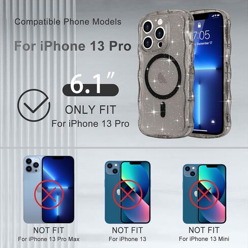 Magnetic for iPhone 16 Pro Max Case Case و Sparkly Bling Glitter Cute Curly Wave Wave Cover for Women Girls متوافقة مع حالة هاتف Magsafe TPU Shockproof لـ iPhone 16 Pro Max ، Mag Clear in Kuwait