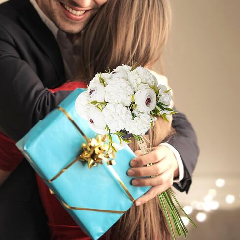 باقات الزهور الاصطناعية ZERZSY ، الفاوانيا الاصطناعية الوردي المختلط ، 4 باقات زهرة مزيفة العرق in Kuwait