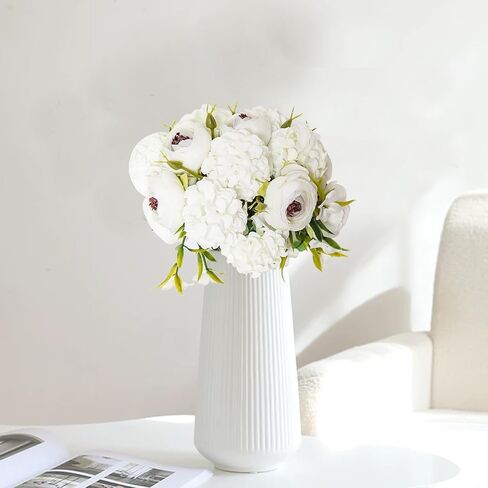 باقات الزهور الاصطناعية ZERZSY ، الفاوانيا الاصطناعية الوردي المختلط ، 4 باقات زهرة مزيفة العرق in Kuwait