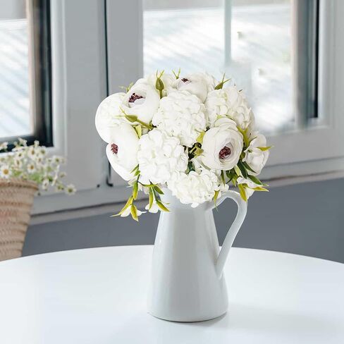 باقات الزهور الاصطناعية ZERZSY ، الفاوانيا الاصطناعية الوردي المختلط ، 4 باقات زهرة مزيفة العرق in Kuwait