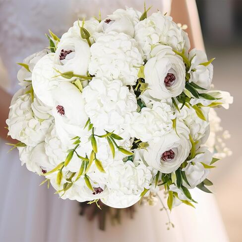 باقات الزهور الاصطناعية ZERZSY ، الفاوانيا الاصطناعية الوردي المختلط ، 4 باقات زهرة مزيفة العرق in Kuwait