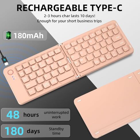 Foldable Keyboard Mini Wireless Portable Full Size - Switch Up to 3 Devices, Ultra-Slim Travel for iPhone for iPad for Mac for iOS for Android for Windows(Vin) in Saudi Arabia