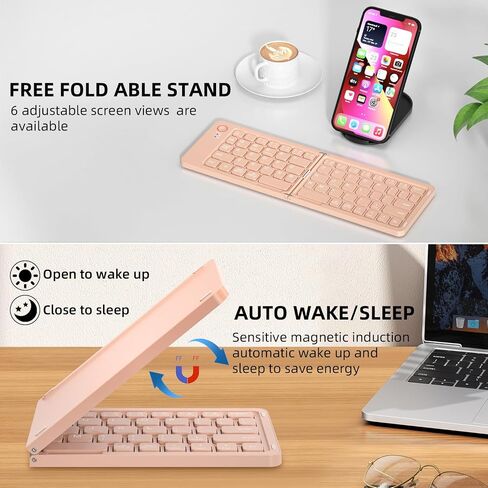 Foldable Keyboard Mini Wireless Portable Full Size - Switch Up to 3 Devices, Ultra-Slim Travel for iPhone for iPad for Mac for iOS for Android for Windows(Vin) in Saudi Arabia