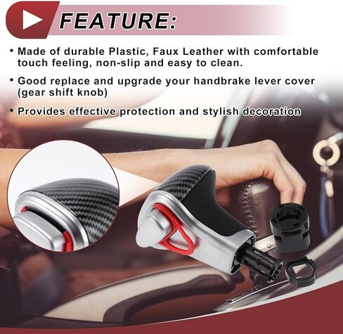 Automatic Gear Shifter Knob for Audi A4 2007-2014 Plastic Faux Leather Automotive Gearbox Stick Shifter Lever Knob with Gear Head Limiter Black 1 Set in Saudi Arabia