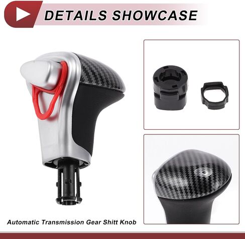 Automatic Gear Shifter Knob for Audi A4 2007-2014 Plastic Faux Leather Automotive Gearbox Stick Shifter Lever Knob with Gear Head Limiter Black 1 Set in Saudi Arabia