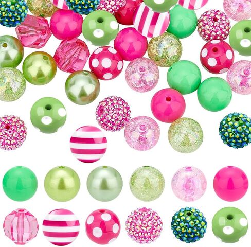 PH PandaHall 50pcs Chunk Beads for Pen 20mm White Focal Beads Bubblegum Beads Acrylic Stripe Beads Large Loose Beads for Back to School Christmas Garland Wedding Jewelry Bracelet Bag Keychain Making in Saudi Arabia