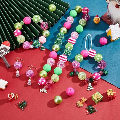 PH PandaHall 50pcs Chunk Beads for Pen 20mm White Focal Beads Bubblegum Beads Acrylic Stripe Beads Large Loose Beads for Back to School Christmas Garland Wedding Jewelry Bracelet Bag Keychain Making in Saudi Arabia