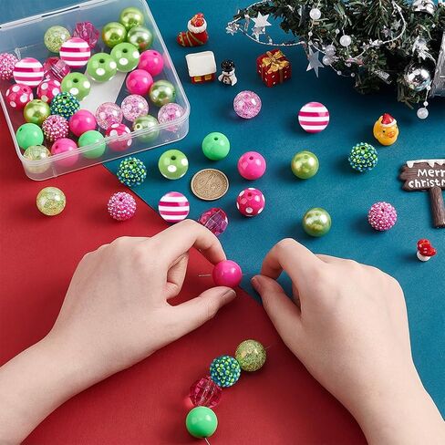 PH PandaHall 50pcs Chunk Beads for Pen 20mm White Focal Beads Bubblegum Beads Acrylic Stripe Beads Large Loose Beads for Back to School Christmas Garland Wedding Jewelry Bracelet Bag Keychain Making in Saudi Arabia