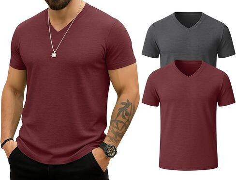 Kesihan Men's Thirts v Neck 2 Pack Tees Teasable Tears Eassion Essential assual tops in Kuwait