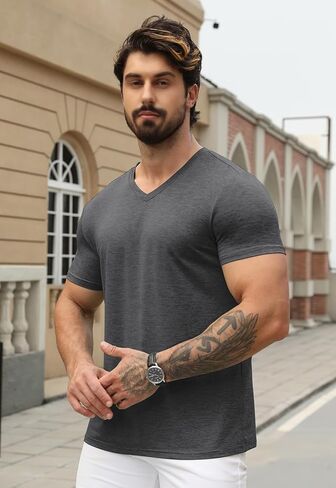 Kesihan Men's Thirts v Neck 2 Pack Tees Teasable Tears Eassion Essential assual tops in Kuwait