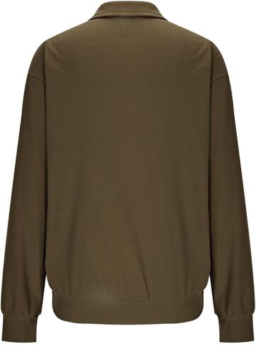 Womens Fall Sweatshirts Half Zip up Lapel Casual Long Sleeve Sweatshirts Loose Solid Color Pullover Tops in Saudi Arabia